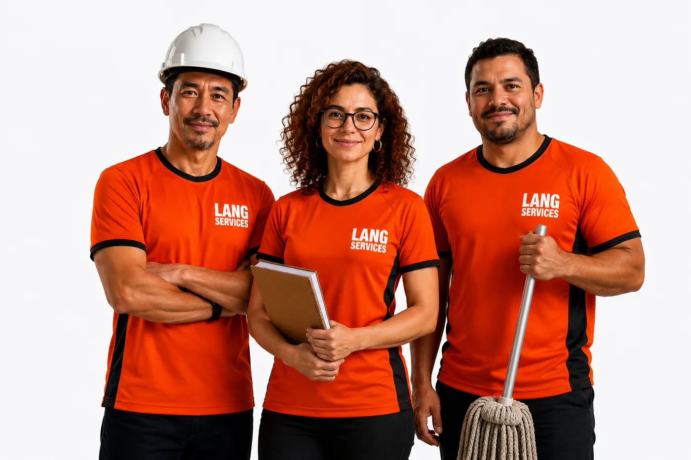Equipe uniformizada da Lang Services